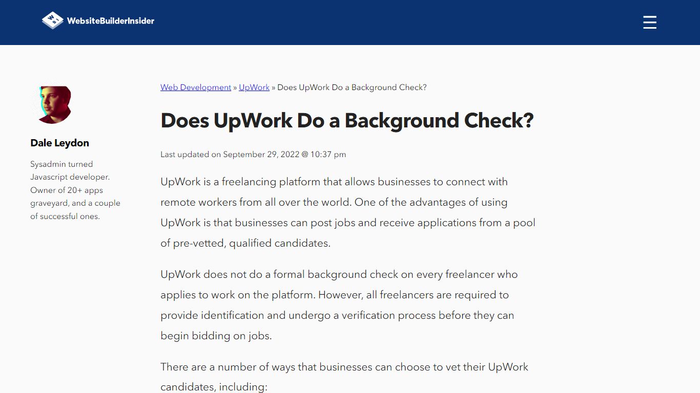 Does UpWork Do a Background Check? - WebsiteBuilderInsider.com